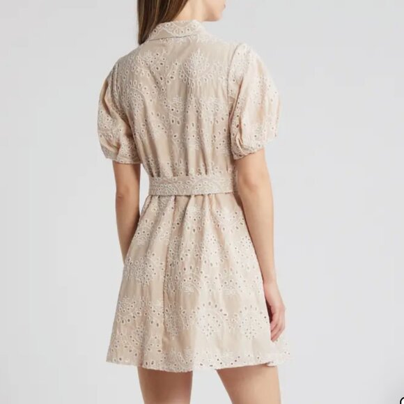 NWT Sam Edelman Short Sleeve Tan Eyelet Button Front Shirtdress in Women's 16 - Picture 7 of 16